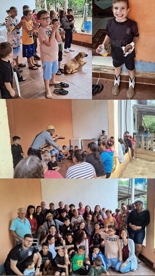 Momento de convivência entre voluntários e famílias atendidas